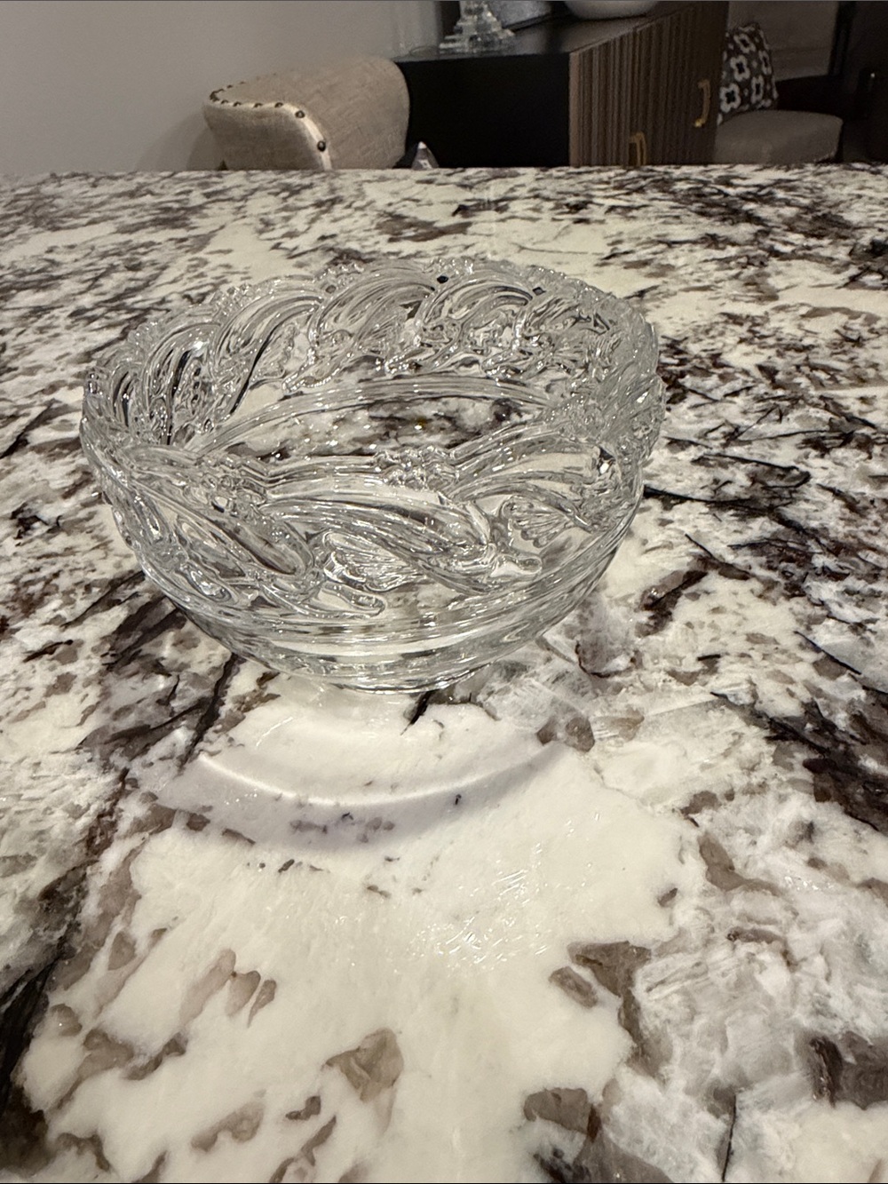 Vintage Tiffany & Co Crystal Dolphin Bowl 5" Small Rose Candy Dish Luxury